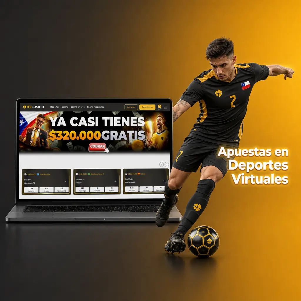 Apuestas en deportes virtuales de Micasino: fútbol, carreras de caballos, galgos y tenis, disponibles 24/7 en Chile.
